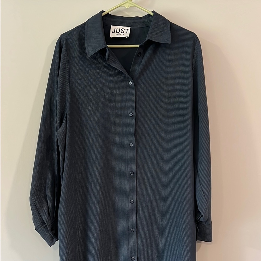 Just Female - dark navy blue, button down shirt dress, 38
